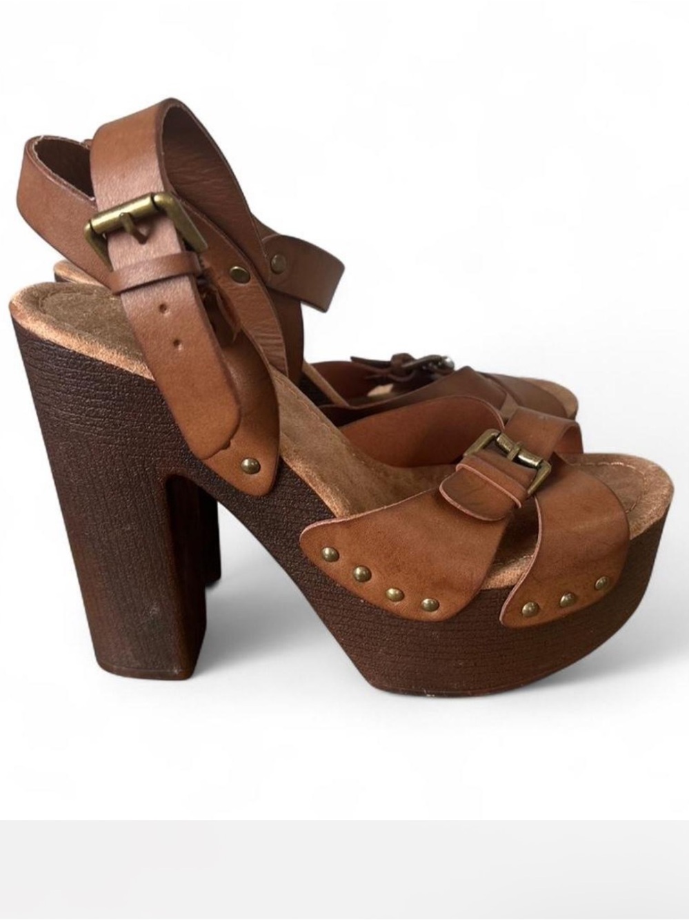 Y2K Candie’s platform clogs sandals 🍂✨ brown chunky heels